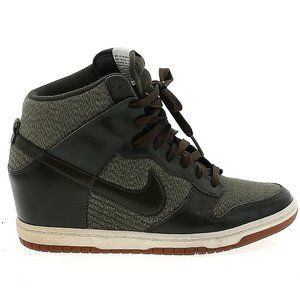 NIKE DUNK SKY HI HIDDEN Wedge sneakers shoes moss green  LEATHER Shoes sz 8.5